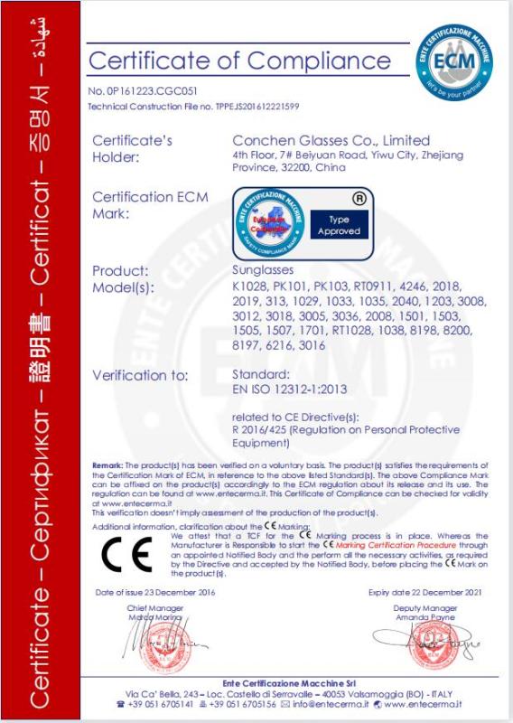 CE - Yiwu Conchen Glasses Co., Ltd.