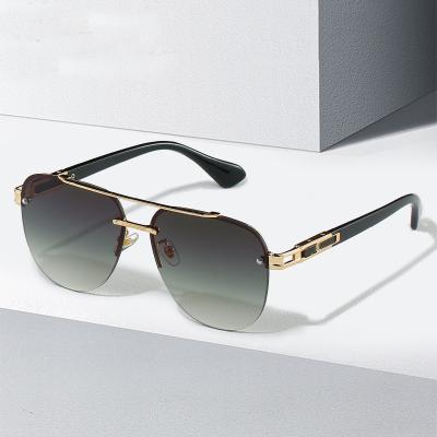 China Fashion Sunglasses Wholesale Gradient Lens Bridge Fashion Rimless Double Lens Women Men Sunglasses for sale