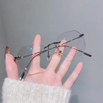 China For 2022 Luxury Reading Eyewear Computer Diamond Cut Anti Blue Light Glasses Reading Glasses Men Women Rimless for sale