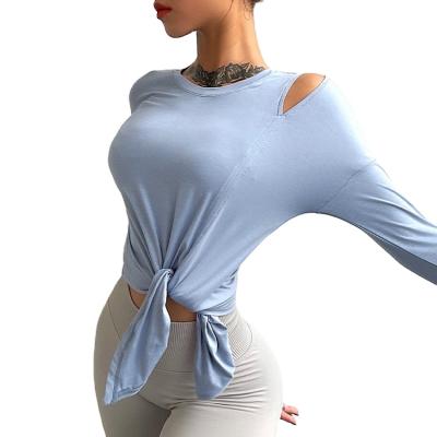 China Breathable Women's Long Sleeve Yoga Tops Active Wear Workout Running T-Shirt Yoga Shirt for sale