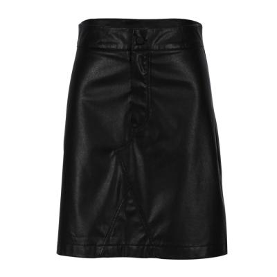 China Autumn Split Ladies Pu Leather Skirt Fashion Black High Waist Casual Women'S Breathable Skirts for sale