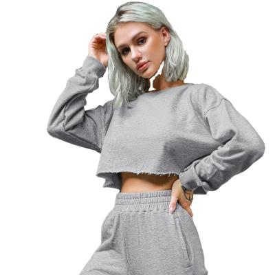 China autumn long sleeve hoodies pullover women Anti-wrinkle crop top crewneck hoodie sweatshirt crop top for sale