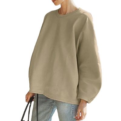 China Anti-Wrinkle Long Sleeve Loose Quilting Temperament Style British Women Sweater Pullover Khaki for sale