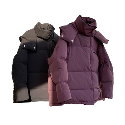 China Duck Down Jacket Women Winter Bread Loose Hooded Jacket Breathable Jacket Fashion Bread White for sale