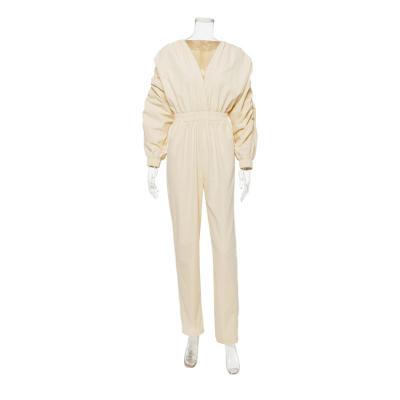 China Anti-pilling hot sale v-neck jumpsuit with wide sleeve for sale