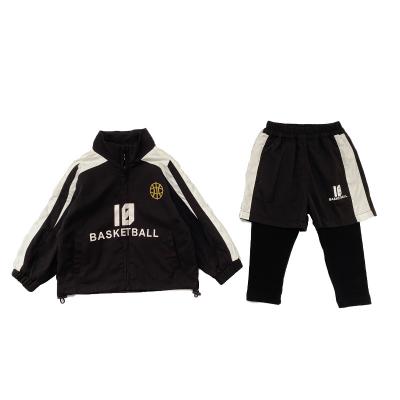 China Black Breathable Fall Designer Kids Tracksuit Two Piece Tracksuits For Kids for sale