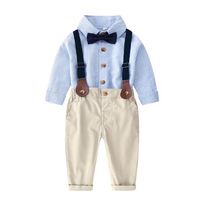 China Wholesale High Quality Smart Casual Boys Clothing Sets 100% Cotton Stripe For Baby Boy Kids Holiday Clothes for sale