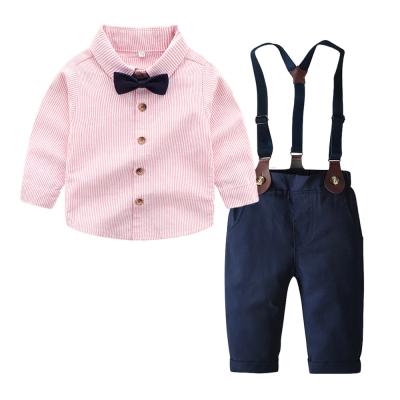 China 100% Cotton Anti-Shrink Boys' Fall Costume for Infants and Toddlers with Long Sleeved Shirts and Suspenders for sale