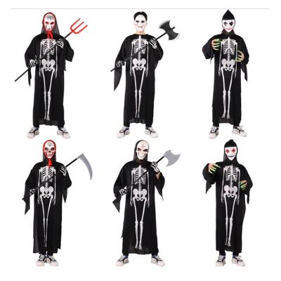 China Adult Scary Trick Horror Skeleton Ghost Clothes Men And Women Halloween Masquerade Ball Zombie Unisex Clothes for sale