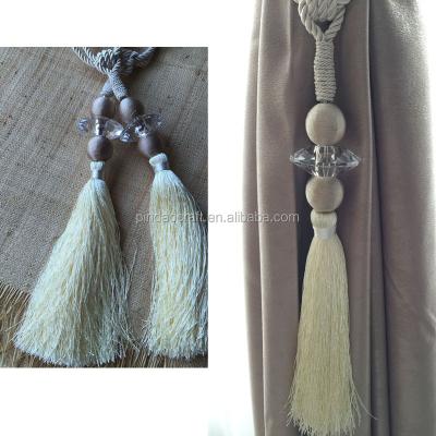 China Attractive Wholesale Accessories Polyester Material Curtain Curtain Tiebacks Tassels With Korea Pearl for sale