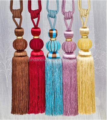 China Curtain Polyester Double Tassel Tieback For Curtain for sale