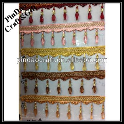 China Good Curtain Design Plastic Fringe Beaded Tassel For Curtain for sale