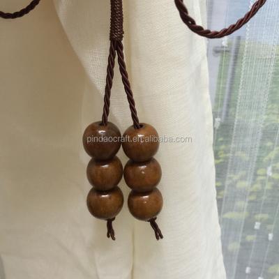 China eco-friendly natural wooden bead curtain cord, curtain tieback, curtain accessory for sale