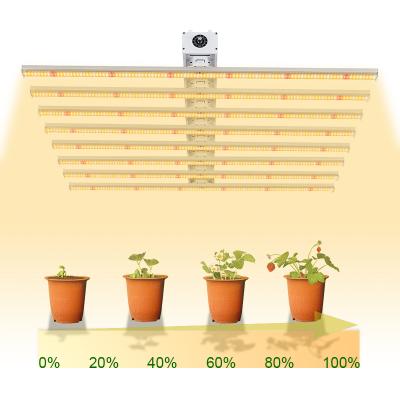 China Hydroponic Seed Starting Grow Light Kits IR and UV Dimmable 8 Bar 600w Height Adjustable Foldable Full Spectrum LED Grow Lights for sale