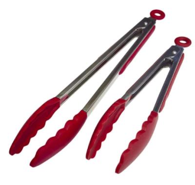 China Sustainable Premium Silicone Kitchen Tongs 2-Pack (9-Inch & 12-Inch), Cherry Red for sale