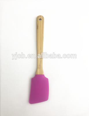 China Disposable Custom Size Baking Tools Butter Spatula Handle Silicone Bamboo Spatula for sale