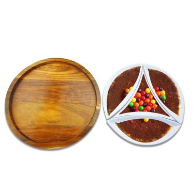 China Unique Design of Sustainable Wooden Cheese Board Round Shape Decorative Cheese Board for sale