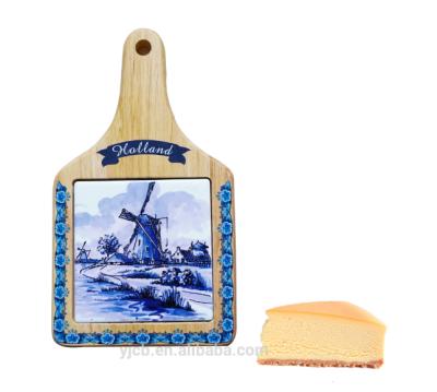 China Sustainable Holland Style Oak Cheese Tools Cheese Board Wooden Cutting Boards for sale