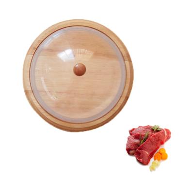 China Sustainable Clear Wooden Dome Cheese Cutting Board Rubber Wood Cheese Tools for sale