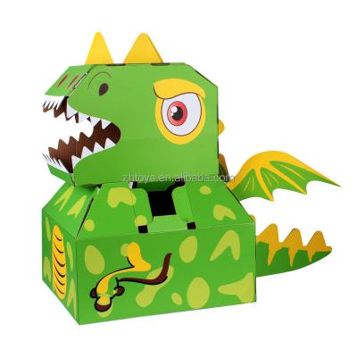 China Unicorn Animal Clothes DIY 3D Dinosaur Educational Portable Suit Cardboard Suit Children's Playing Cardboard Paper Box Kids Toys Wearing Toy for sale