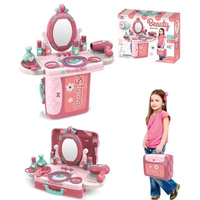 China MAKE UP SET Girls Makeup Toy Dresser Play Set For Portable Case Vanity Table Beauty Mirror And Accessories for sale