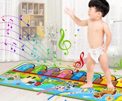 China 110*36cm Plush Musical Piano Mat Keyboard Play Mat Portable Musical Covering Instrument Toy with 8 Animal Sounds Dance Mat for sale