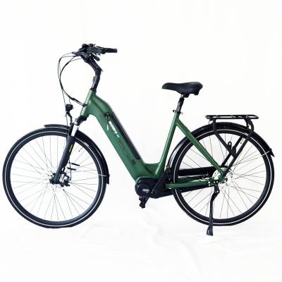 China Aluminum Alloy Green 36V250W Mid Motor Hidden Battery Electric City Bike Bicycle For Lady for sale