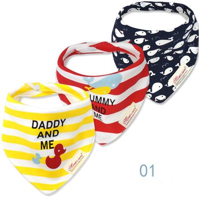 China 3 Pcs Multi Style Antibacterial Wholesale Boys Girls Saliva Babadores Para Bandana Cotton Triangle Cartoon Towels/Baby Bibs for sale