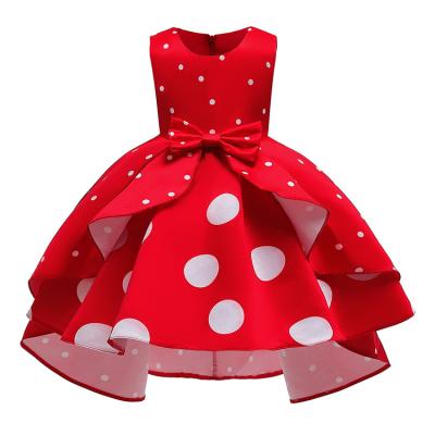 China 2021 Anti-Static Dot Retro Girl Dress Kids Polka Dot Ruffles Lace Up Party Wedding Bridesmaid Dresses Performance Hand Embroidered Sleeveless Dress for sale