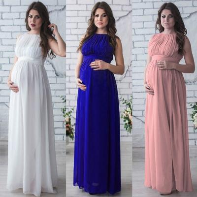 China Breathable Maternity Dress Lace Up Maxi Dress Women Clothes Photography Pregnancy Dress for Photoshoot Pregnant Pink Dress for sale