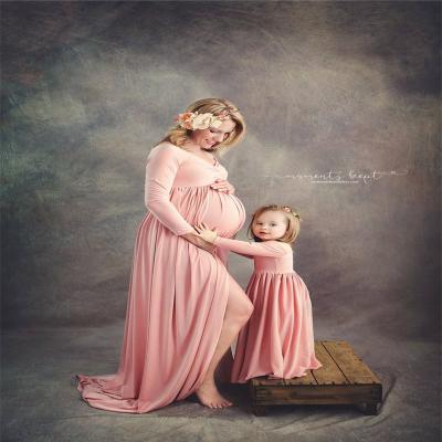 China Sexy Maternity Dress Photography Sweetheart Long Sleeve Radiation Off-shoulder Maternity Dresses For Photo Shoot Split Open Pregnancy for sale