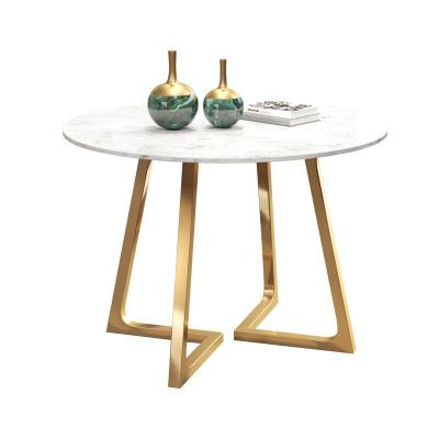 China DINING TABLE good quality modern luxury stainless steel hardware round marble top dining table for home furniture for sale