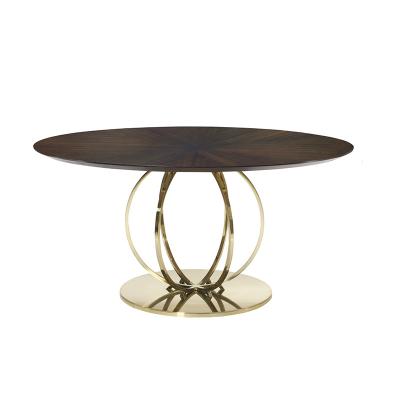 China DINING TABLE wooden dining table round shape stainless steel furniture for hotel cafe cafe restaurant dining for sale