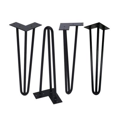 China Table China furniture factory furniture part wire3 rods hairpin black metallic furniture solid leg for sale