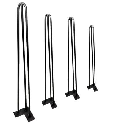 China Table height furniture desk legs custom metal iron 3 rod hairpin diy table legs for sale