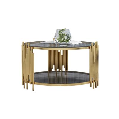 China Morden Modern Round Gold Glass-Metal Coffee Table for sale