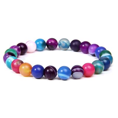 China Kimter Amazon CLASSIC hot sale 56 styles 8mm round beads stretch bracelet 7 inch unisex for sale