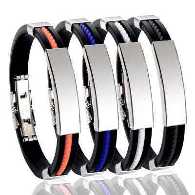 China CLASSIC Men's Silicone Jewelry Fashion PU Bracelets Leather Titanium Steel Bracelets Kimter-Q286FZ for sale