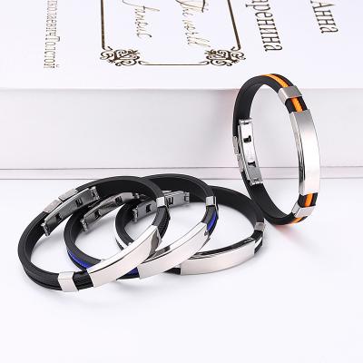 China CLASSIC custom word engrave bracelet men bracelet silicone charm leather fashion accessories Kimter-Q286FZ for sale