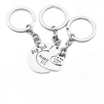 China 3pcs/set Alloy Love Heart Charms Large Medium Key Chain Keychains Key Holder Fashionable Accessories Shape Key Rings Kimter-D607S F for sale