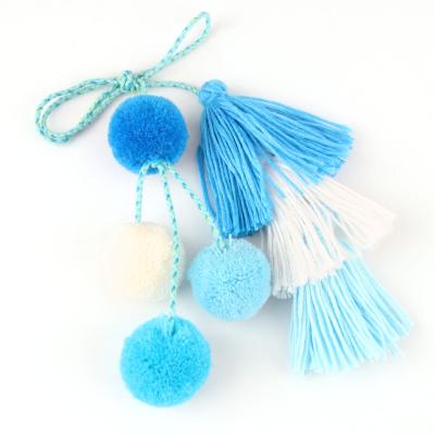 China Alloy Faux Fur / Tassel Pom Pom Key Chain Colorful Boho Charm Dangle Key Ring Fashion Accessories For Women Kimter-Y448Z for sale