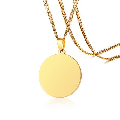 China Custom Engraved Hiphop Stainless Steel Circle Around Disc Pendant Necklace Bridesmaid Friendship Inspired Gift Kimter-Z280Z for sale