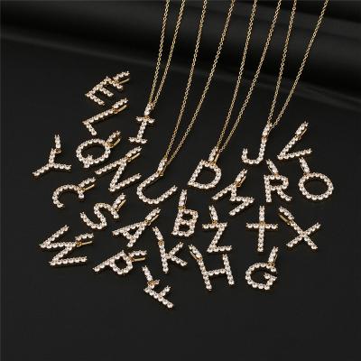 China Hiphop A-Z Quality Diamond Letter Necklace Hip Hop Jewelry Personalized Rhinestone High 26 Alphabet Pendant Necklaces Kimter-P340FA for sale