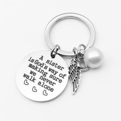 China Ring Custom Laser Content Chain Quote Keychain Inspirational Key Women Gifts Stainless Steel Zinc Alloy Best For Friends Kimter-Z149Z for sale