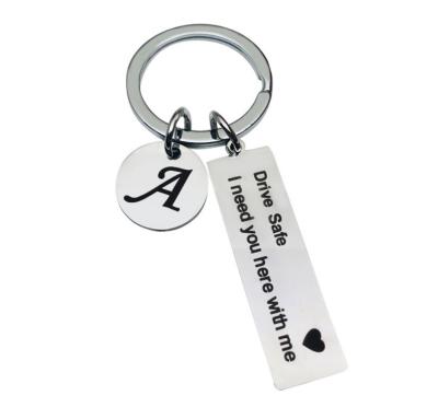 China Zinc Alloy Engraved 26 Stainless Steel English Alphabet Keychain Personalized Customized Message Bar Key Chain For Valentine Kimter-Z146Z for sale