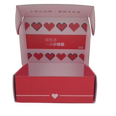 China Double Sided Printing Recyclable Custom Pink Heart Gift Box Aircraft Paper Box Packaging for sale