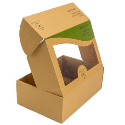 China Manufacturer Custom Window Natural color printing gift corrugated paper box folding global package paper cartons handmade for sale