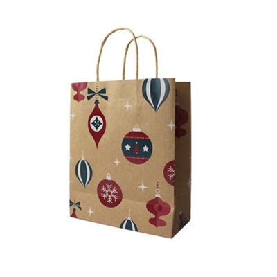 China Handmade Kraft Paper Bags With Handle Custom Christmas Gift Bags Brown Paper Gift Bags for sale