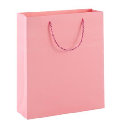 China Recyclable Logo Pink White Custom Paper Bag Shopping Clothing Gift Packaging Paper Bag Card Paper Bag for sale