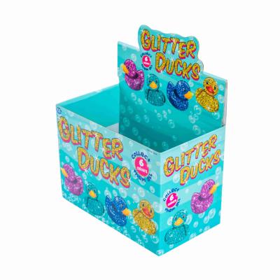 China Handmade Custom Printed Counter Display Boxes Glitter Duck Display Box Custom Logo Style Promotion Display Box for sale